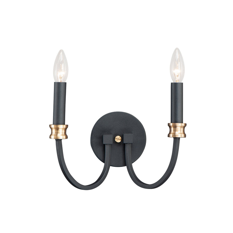 Maxim - 11372BKAB - Two Light Wall Sconce - Charlton - Black / Antique Brass