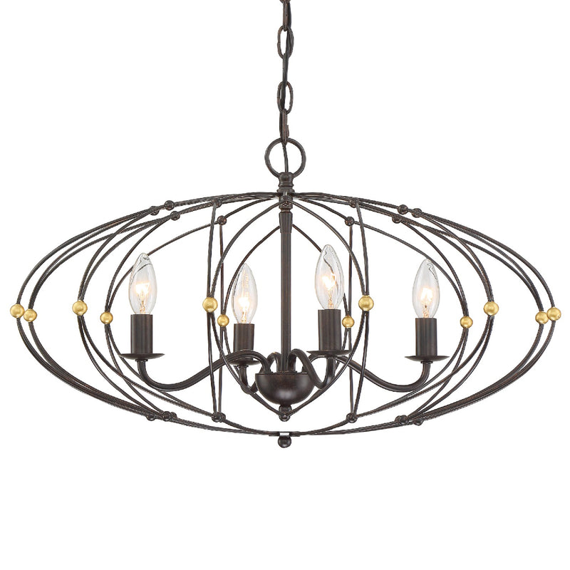Crystorama - ZUC-A9034-EB-GA - Four Light Chandelier - Zucca - English Bronze + Antique Gold