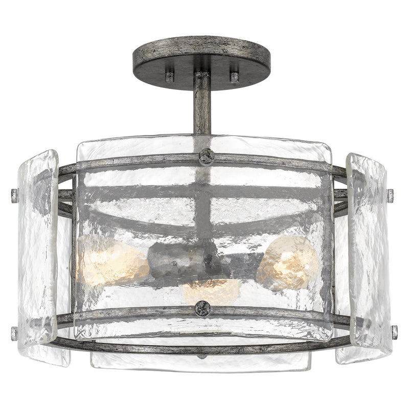 Quoizel - FTS1716MM - Three Light Semi Flush Mount - Fortress - Mottled Silver