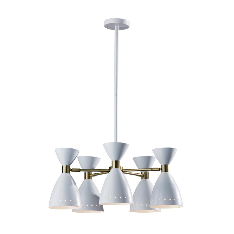 Adesso Home - 4280-02 - Five Light Pendant - Oscar - White W. Antique Brass