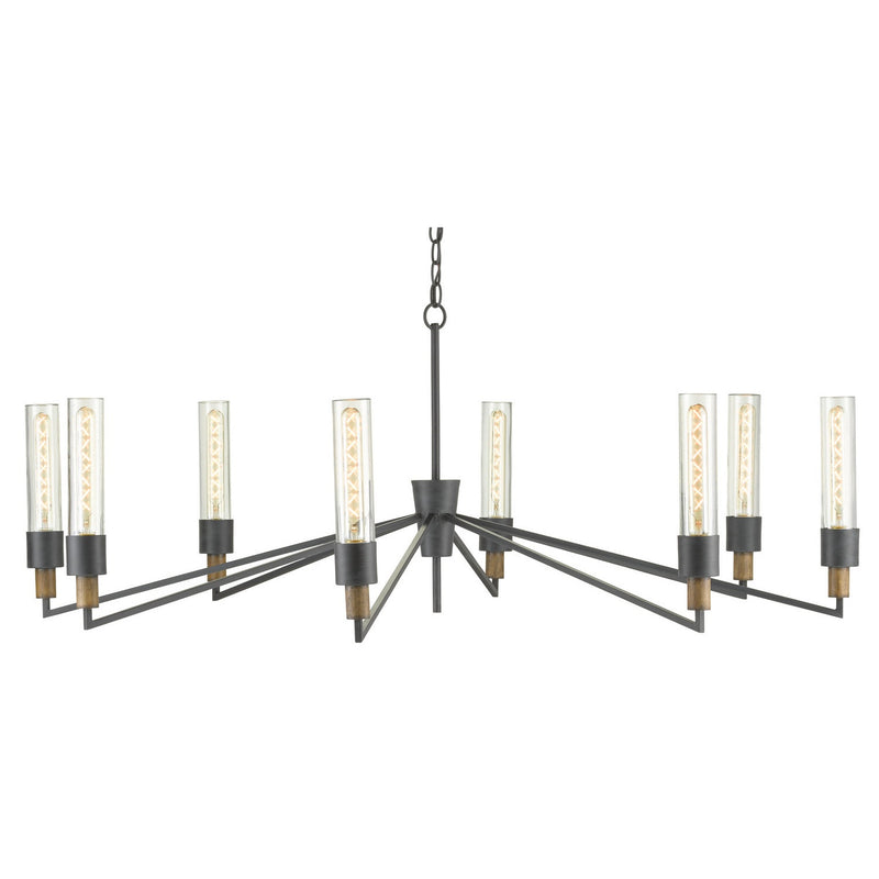Currey and Company - 9000-0607 - Eight Light Chandelier - Delgado Black Chandelier - Antique Black/Reclaimed Wood