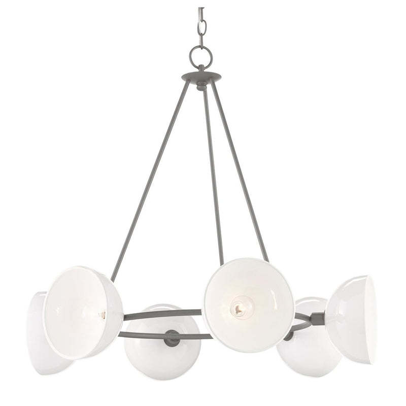 Currey and Company - 9000-0728 - Six Light Chandelier - Soba Collection - Hiroshi Gray/White