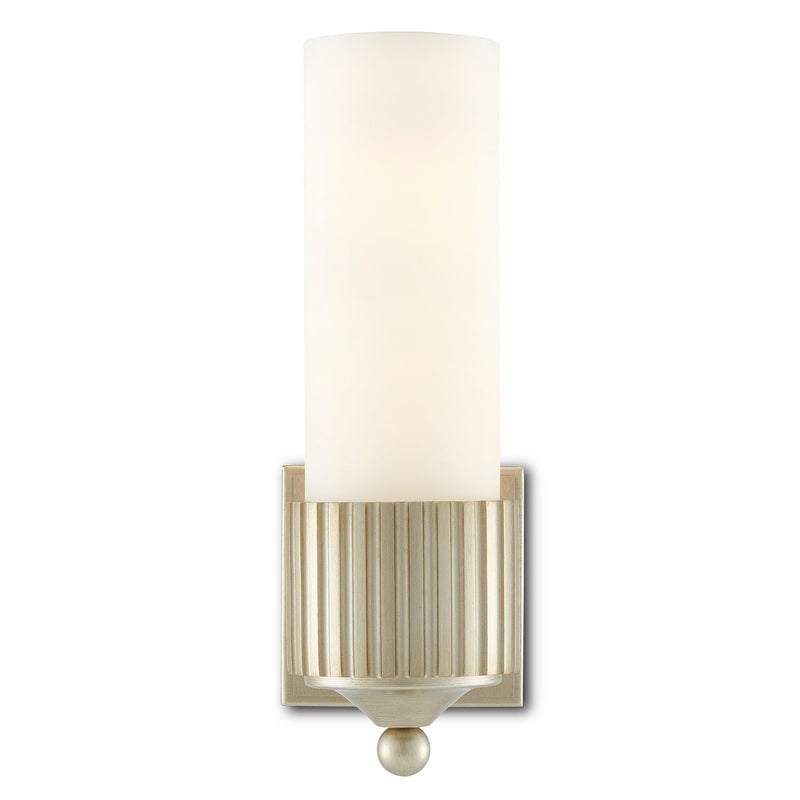 Currey and Company - 5000-0178 - One Light Wall Sconce - Bryce Collection - Silver Leaf/Frosted Glass