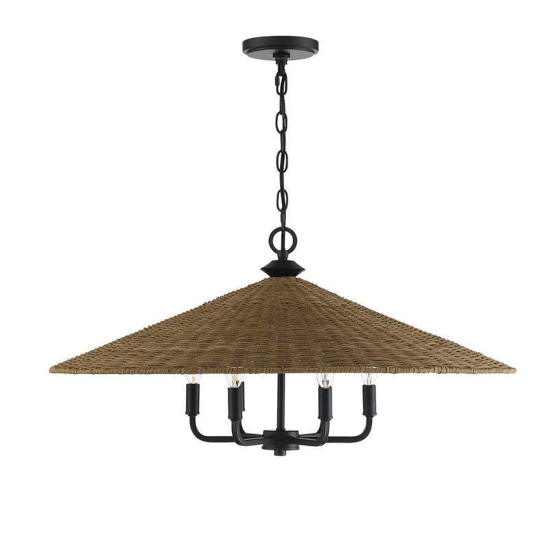 Savoy House - 7-7772-6-180 - Six Light Pendant - Eman - Matte Black with Dark Rattan