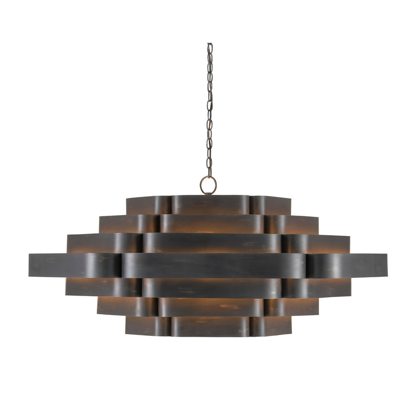 Currey and Company - 9000-0775 - Six Light Chandelier - Bailey Black Chandelier - French Black/Contemporary Gold Leaf
