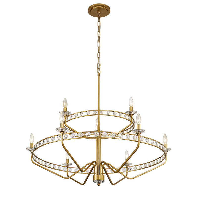 Varaluz - 363C09AG - Nine Light Chandelier - Monroe - Antique Gold