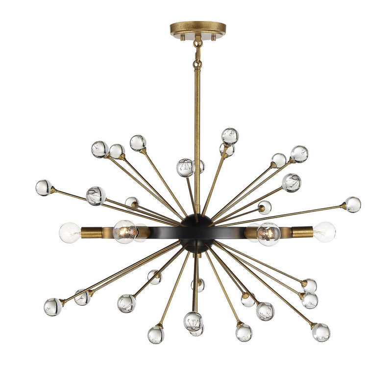 Savoy House - 1-1857-6-62 - Six Light Chandelier - Ariel - Como Black with Gold