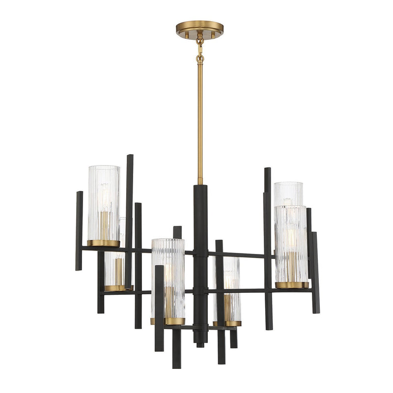 Savoy House - 1-1906-6-143 - Six Light Chandelier - Midland - Matte Black with Warm Brass
