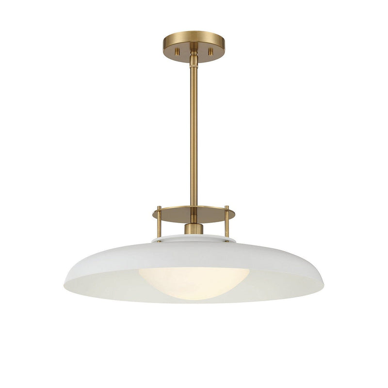 Savoy House - 7-1690-1-142 - One Light Pendant - Gavin - White with Warm Brass
