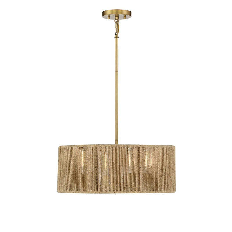 Savoy House - 7-1739-4-320 - Four Light Pendant - Ashe - Warm Brass and Rope