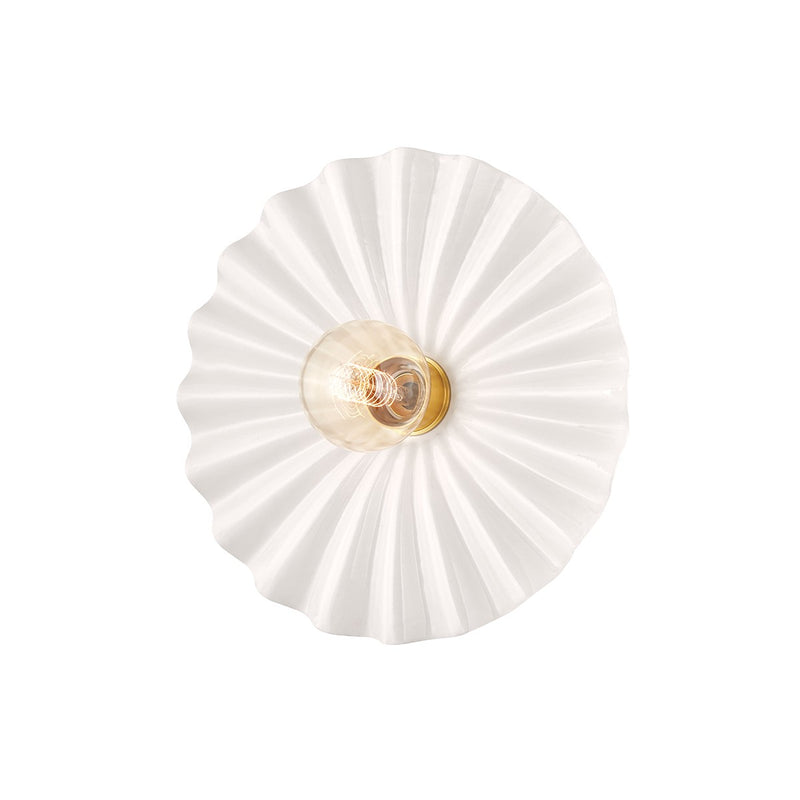 Mitzi - H499101-AGB/CCR - One Light Flush Mount - Tinsley - Aged Brass/Ceramic Gloss Cream