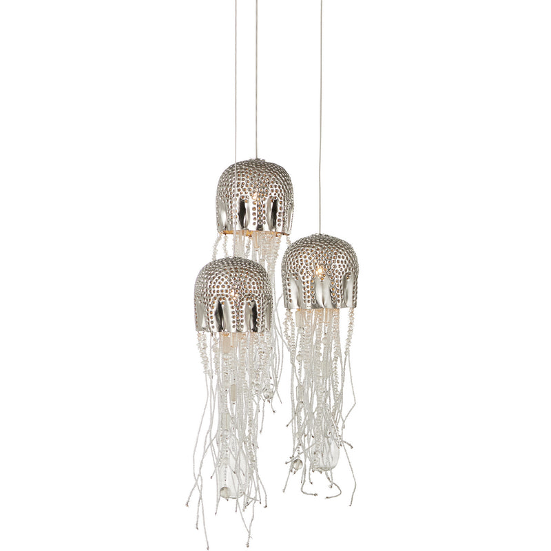 Currey and Company - 9000-1027 - Three Light Pendant - Medusa Collection - Nickel