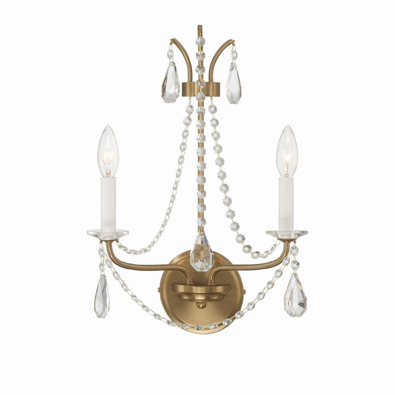 Crystorama - KAR-90902-AG-CL-MWP - Two Light Wall Sconce - Karrington - Aged Brass
