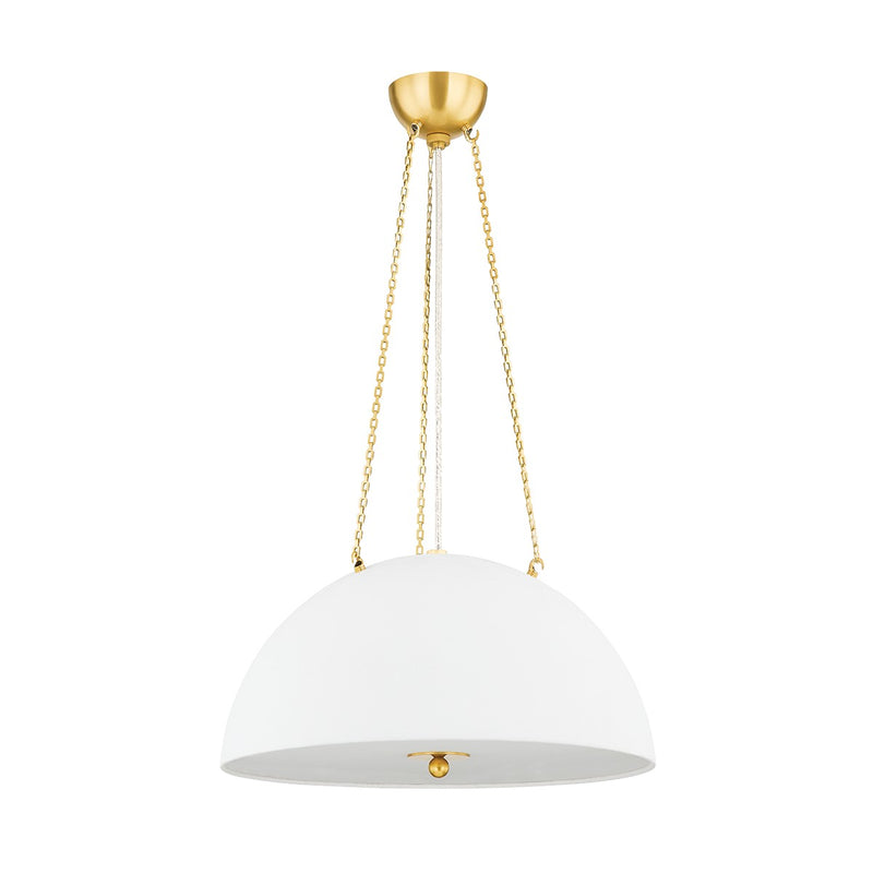 Hudson Valley - MDS1100-AGB/WP - Three Light Pendant - Chiswick - Aged Brass/White Plaster