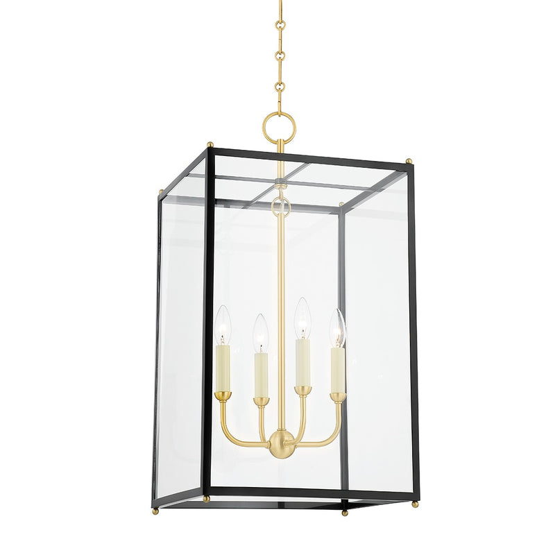 Hudson Valley - MDS1201-AGB/DBL - Four Light Lantern - Chaselton - Aged Brass/Darkest Blue