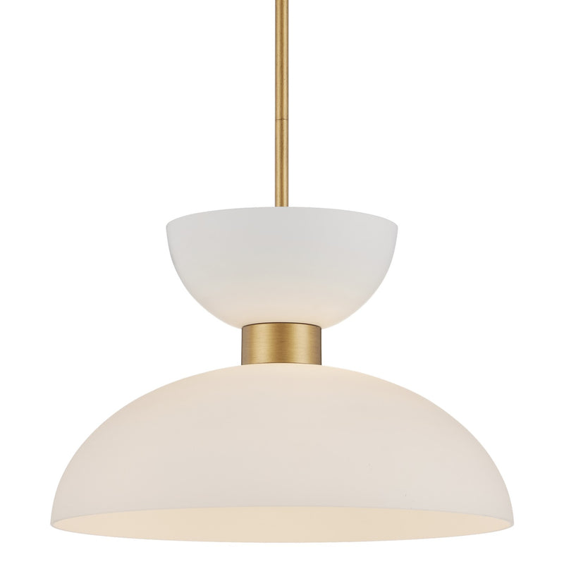Currey and Company - 9000-1094 - One Light Pendant - Zevio White Pendant - Antique Brass/White/Opaque
