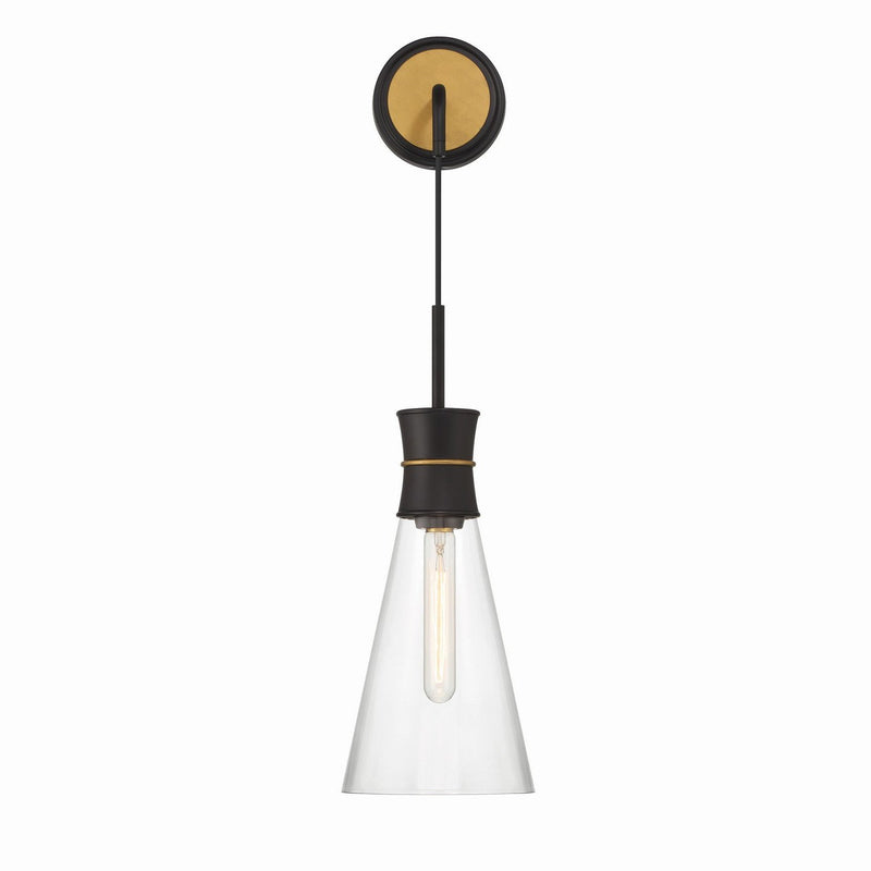 Crystorama - QUN-1501-MK-TG - One Light Wall Sconce - Quinn - Matte Black + Textured Gold