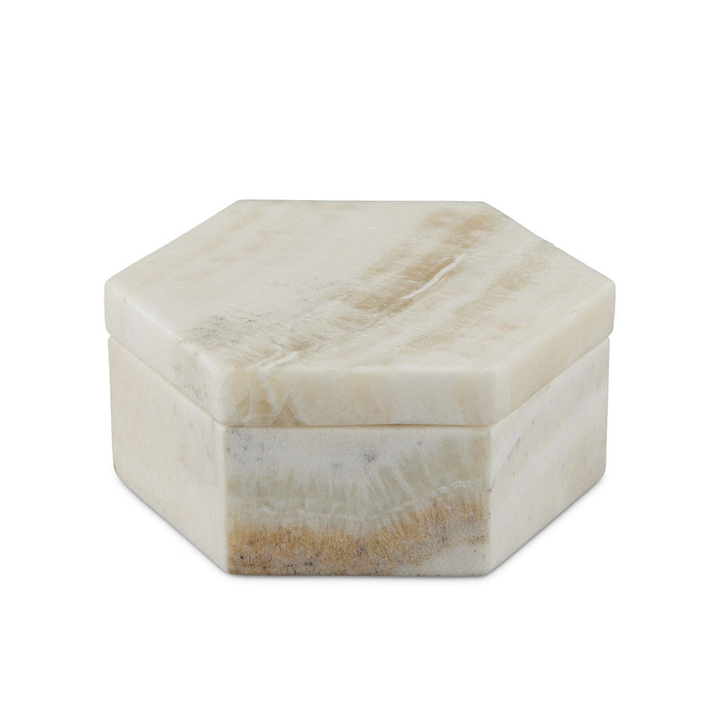 Currey and Company - 1200-0801 - Box - Arco Onyx Hexagon Box - Natural