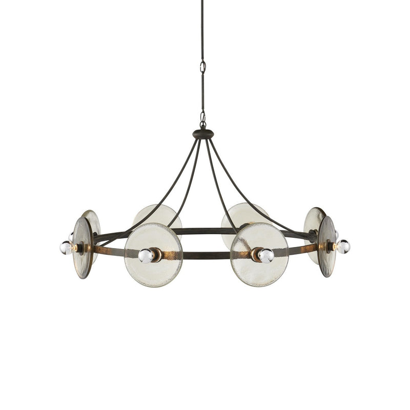 Currey and Company - 9000-1150 - Eight Light Chandelier - Circumstellar Disc Chandelier - Black Iron/Clear