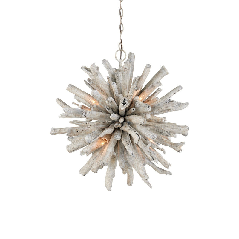 Currey and Company - 9000-1152 - Six Light Pendant - Kuka Pendant - Whitewashed Driftwood