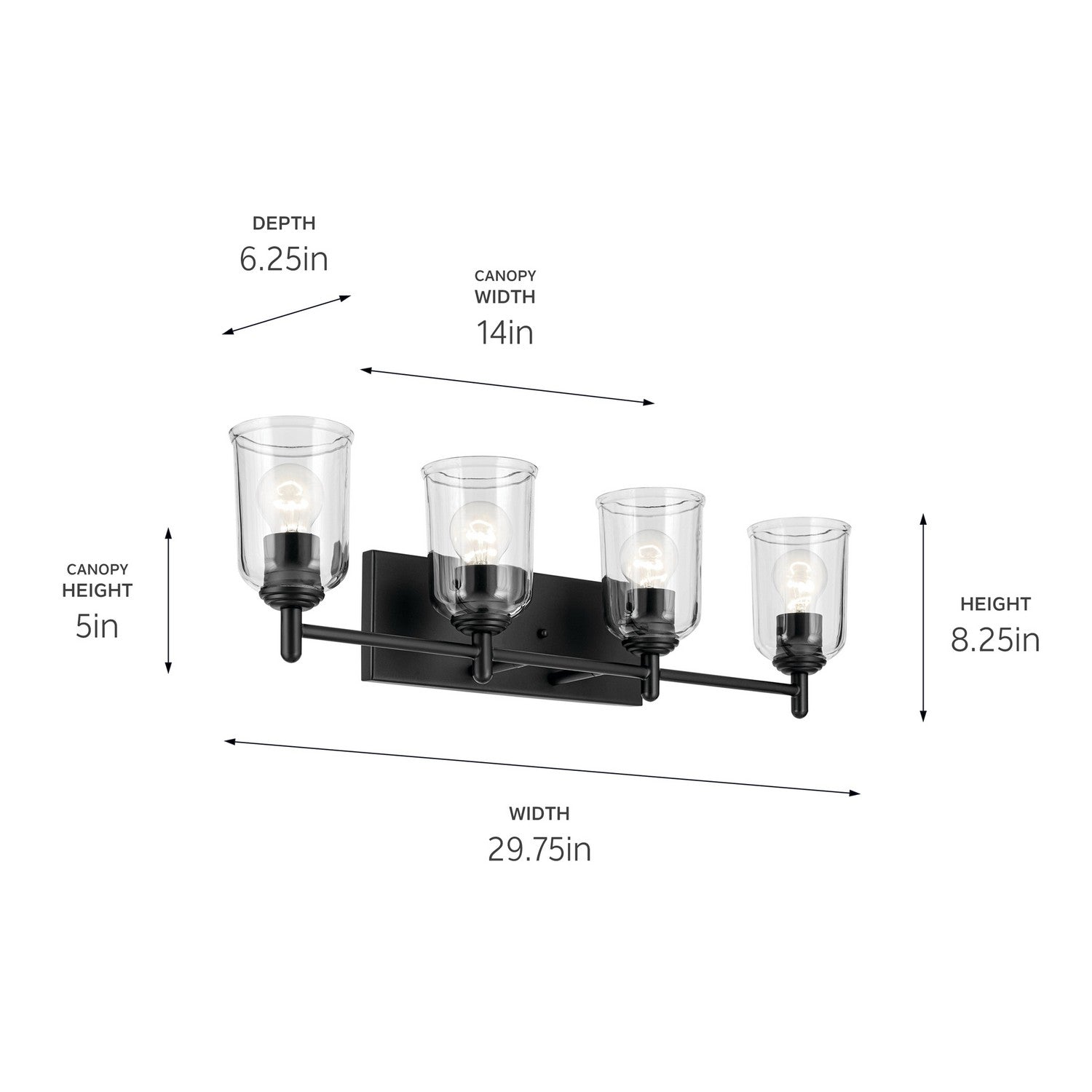 Kichler - 45575BKCLR - Four Light Bath - Shailene - Black