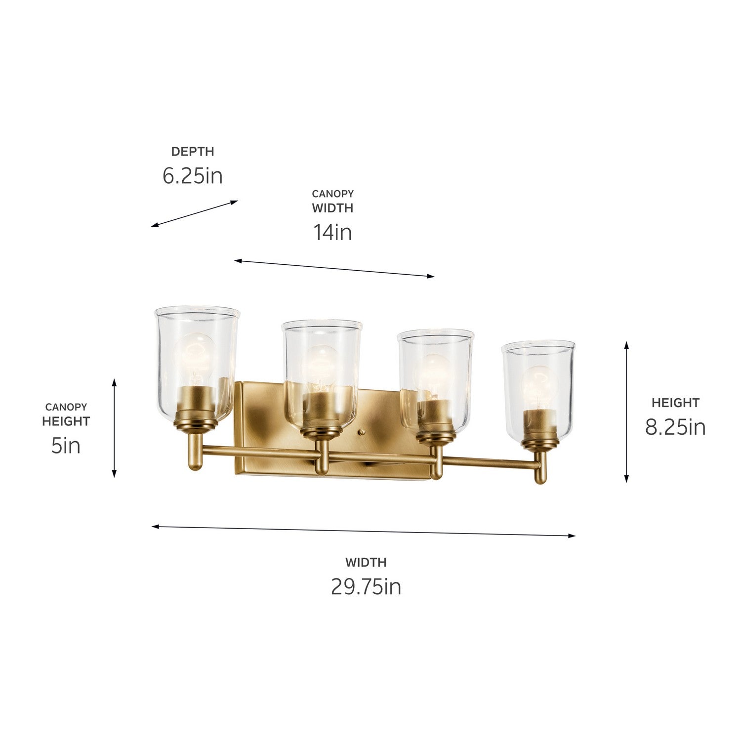 Kichler - 45575NBRCLR - Four Light Bath - Shailene - Natural Brass