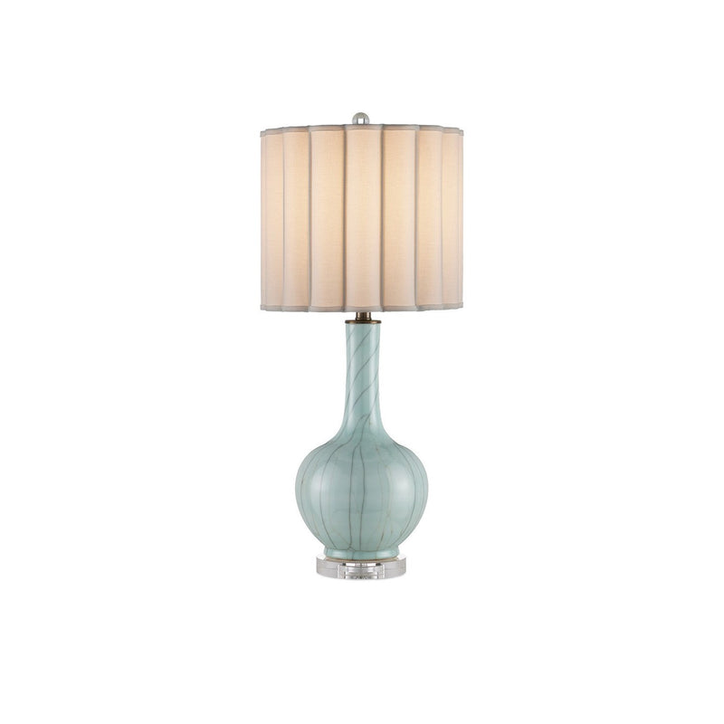 Currey and Company - 6000-0976 - One Light Table Lamp - Celadon Collection - Celadon Crackle / Clear / Antique Brass
