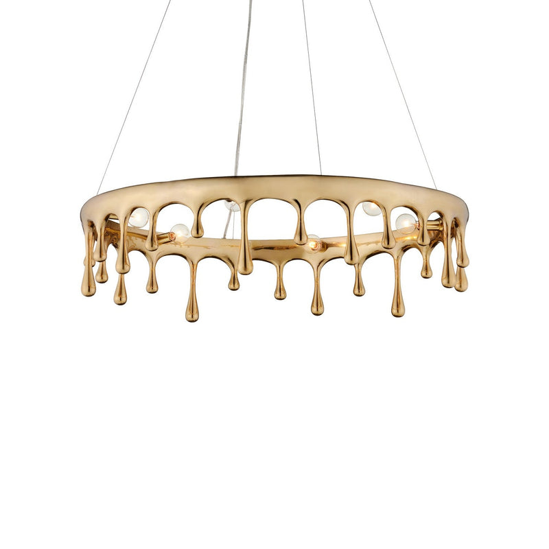 Currey and Company - 9000-1230 - Six Light Chandelier - Liquid Gold Chandelier - Polished Brass