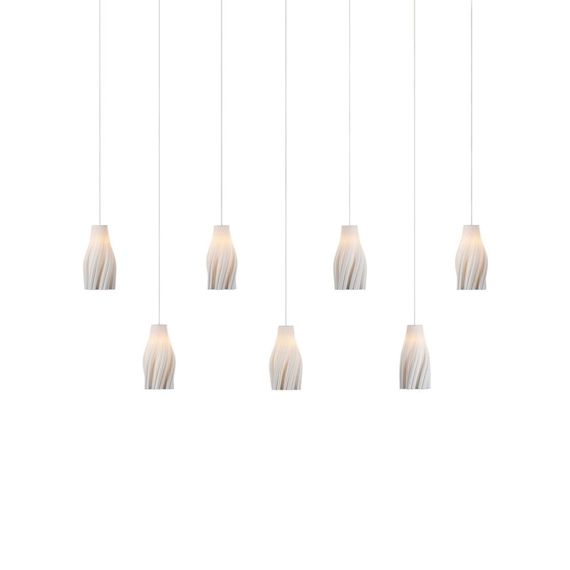 Currey and Company - 9000-1277 - Seven Light Linear Pendant - Posh Collection - White / Silver