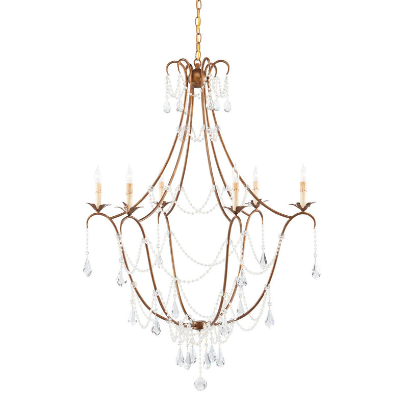 Currey and Company - 9048 - Six Light Chandelier - Elizabeth Collection - Rhine Gold