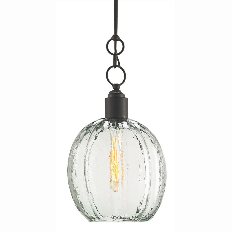 Currey and Company - 9514 - One Light Pendant - Aquaterra Glass Pendant - Old Iron