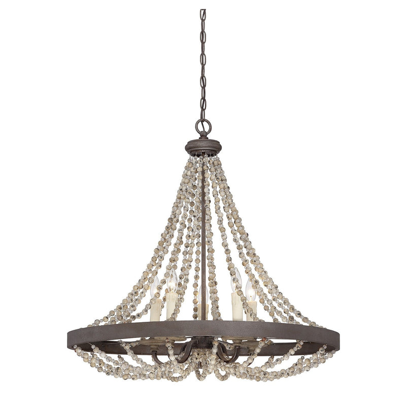 Savoy House - 7-7406-5-39 - Five Light Pendant - Mallory - Fossil Stone