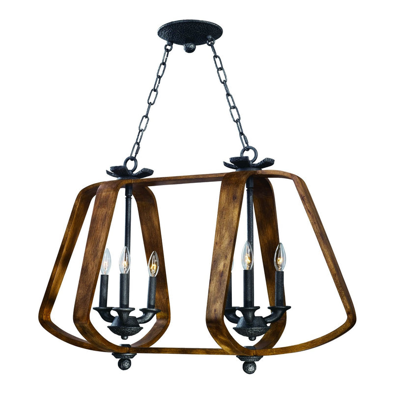 Maxim - 20927BWIO - Six Light Chandelier - Road House - Barn Wood / Iron Ore