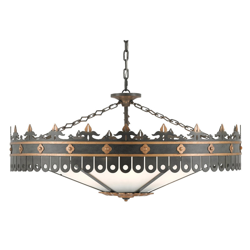 Currey and Company - 9000-0181 - Six Light Chandelier - Berkeley Chandelier - Antique Gold/Moss Gray