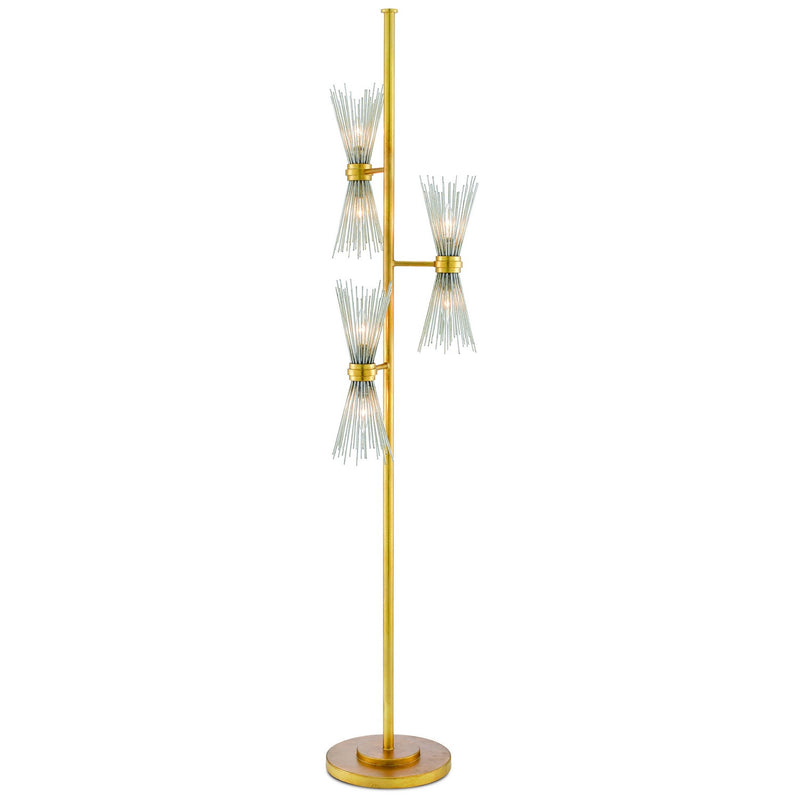 Currey and Company - 8000-0046 - Six Light Floor Lamp - Novatude Collection - Antique Gold Leaf/Contemporary Silver Leaf