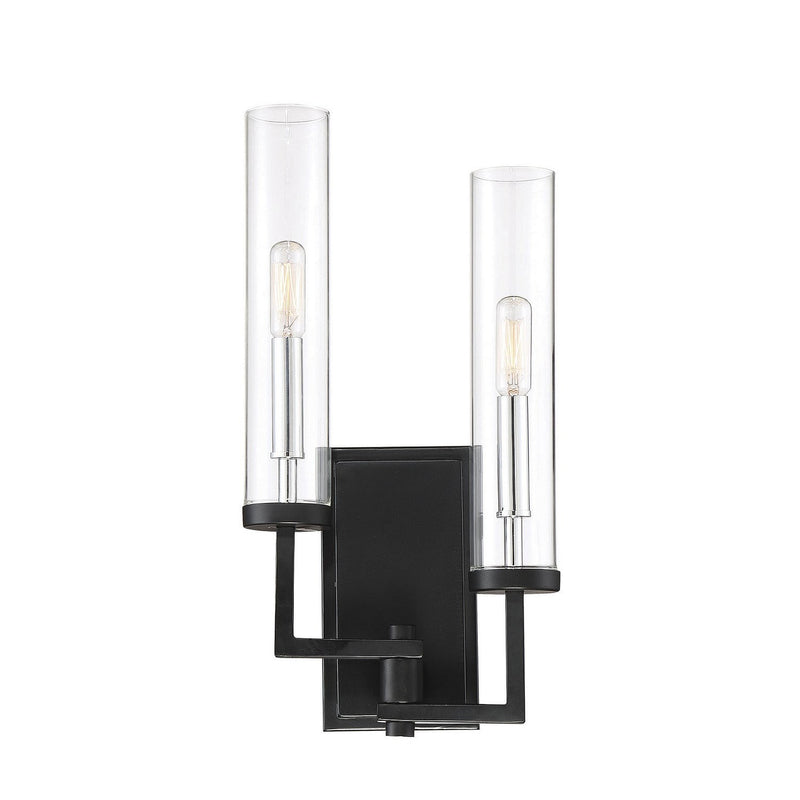 Savoy House - 9-2134-2-67 - Two Light Wall Sconce - Folsom - Matte Black with Polished Chrome