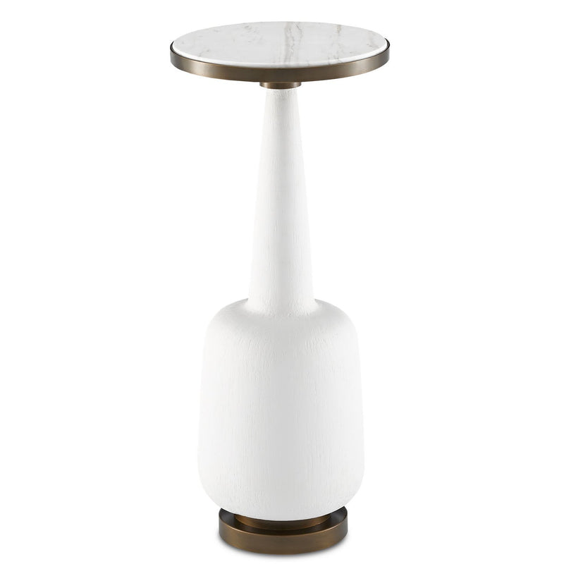 Currey and Company - 4000-0079 - Drinks Table - Greta White Drinks Table - Gesso/Antique Brass