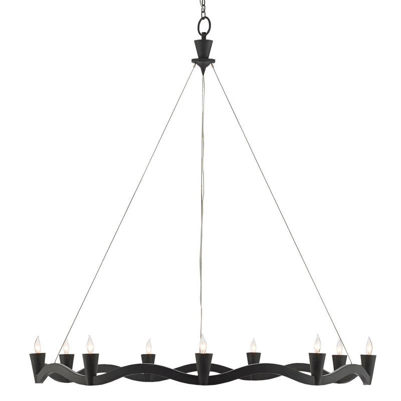 Currey and Company - 9000-0461 - Nine Light Chandelier - Serpentina Collection - Antique Black