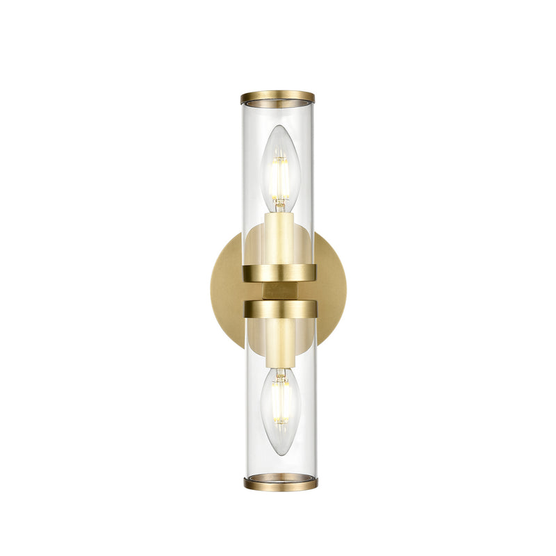 Alora - WV309002NBCG - Two Light Wall Sconce - Revolve - Clear Glass/Natural Brass