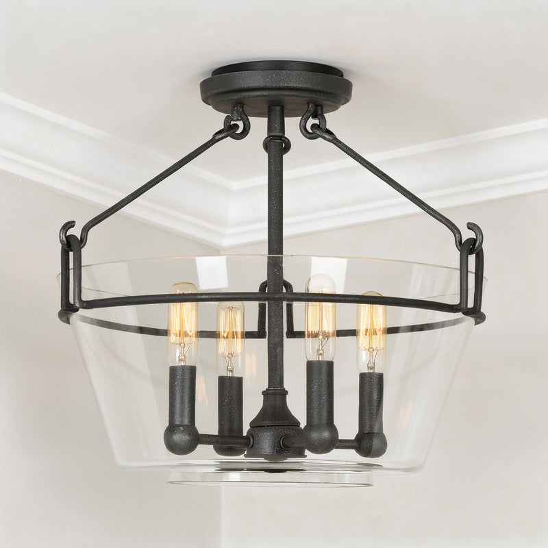 Wells Four Light Semi-Flush Mount