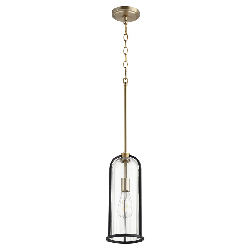 Quorum - 307-6980 - One Light Pendant - Espy - Textured Black w/ Aged Brass
