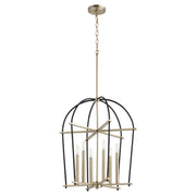 Quorum - 687-6-6980 - Six Light Entry Pendant - Espy - Textured Black w/ Aged Brass