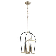 Quorum - 687-6980 - Four Light Entry Pendant - Espy - Textured Black w/ Aged Brass