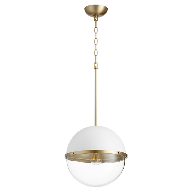 Quorum - 83-12-0880 - One Light Pendant - Sphere Pendants - Studio White w/ Aged Brass
