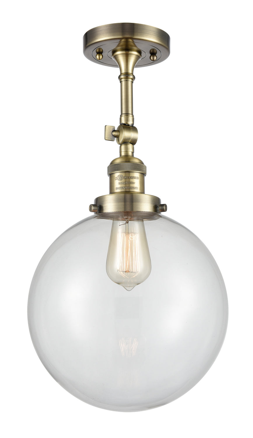 Innovations - 201F-AB-G202-10 - One Light Semi-Flush Mount - Franklin Restoration - Antique Brass