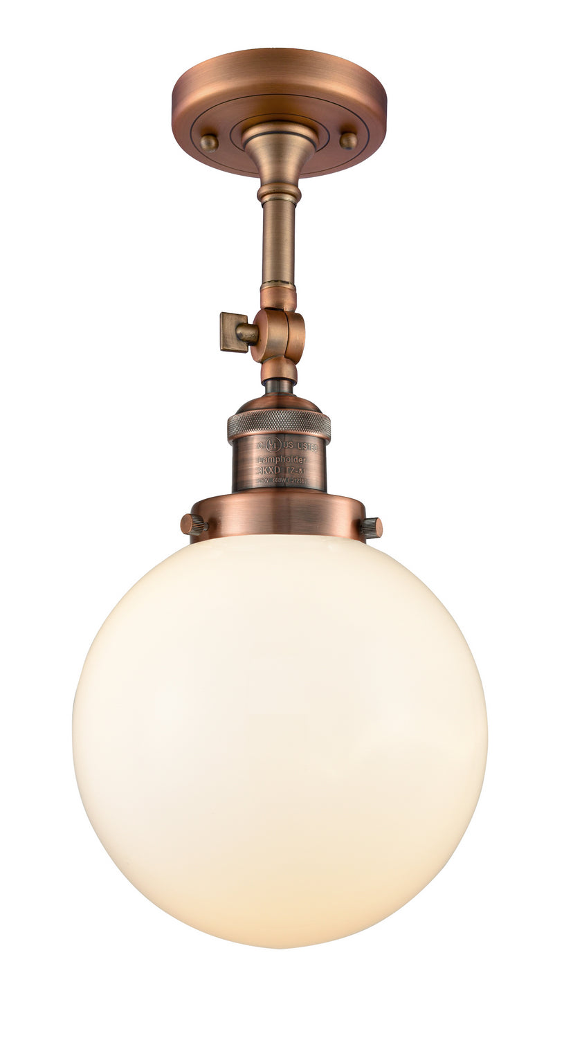 Innovations - 201F-AC-G201-8 - One Light Semi-Flush Mount - Franklin Restoration - Antique Copper