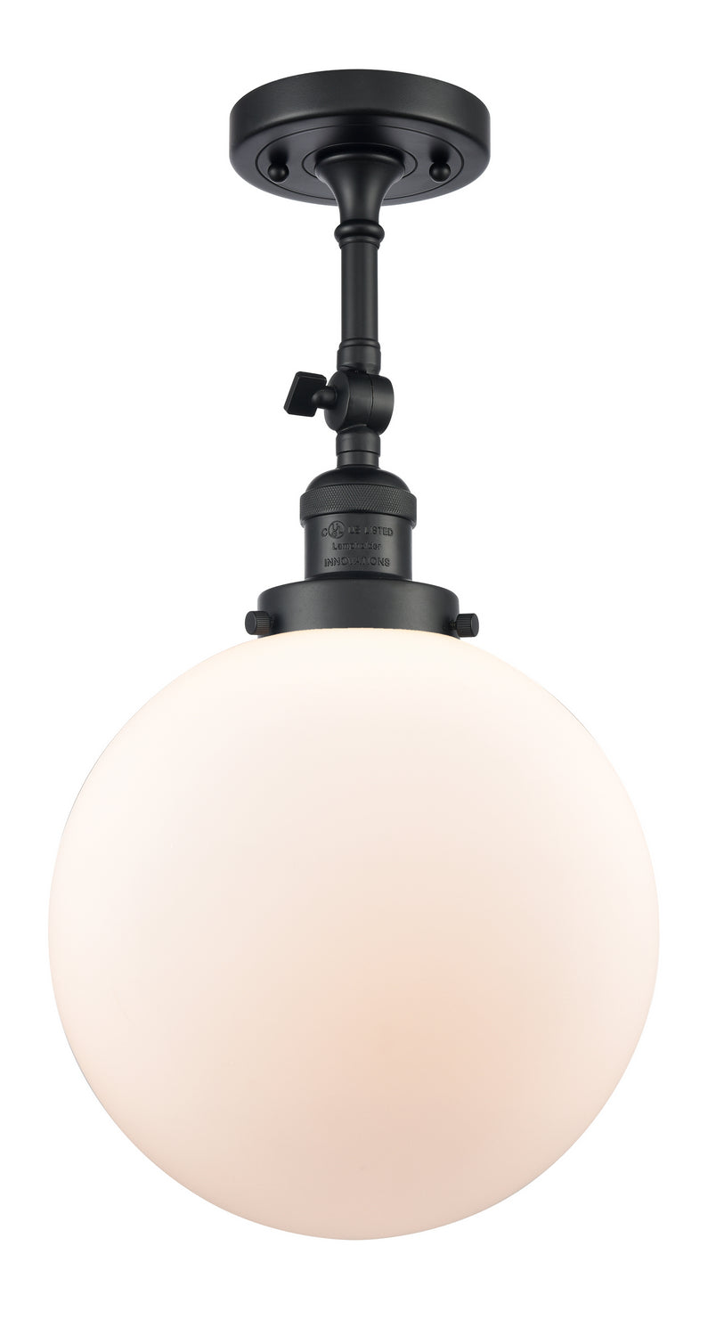 Innovations - 201F-BK-G201-10 - One Light Semi-Flush Mount - Franklin Restoration - Matte Black