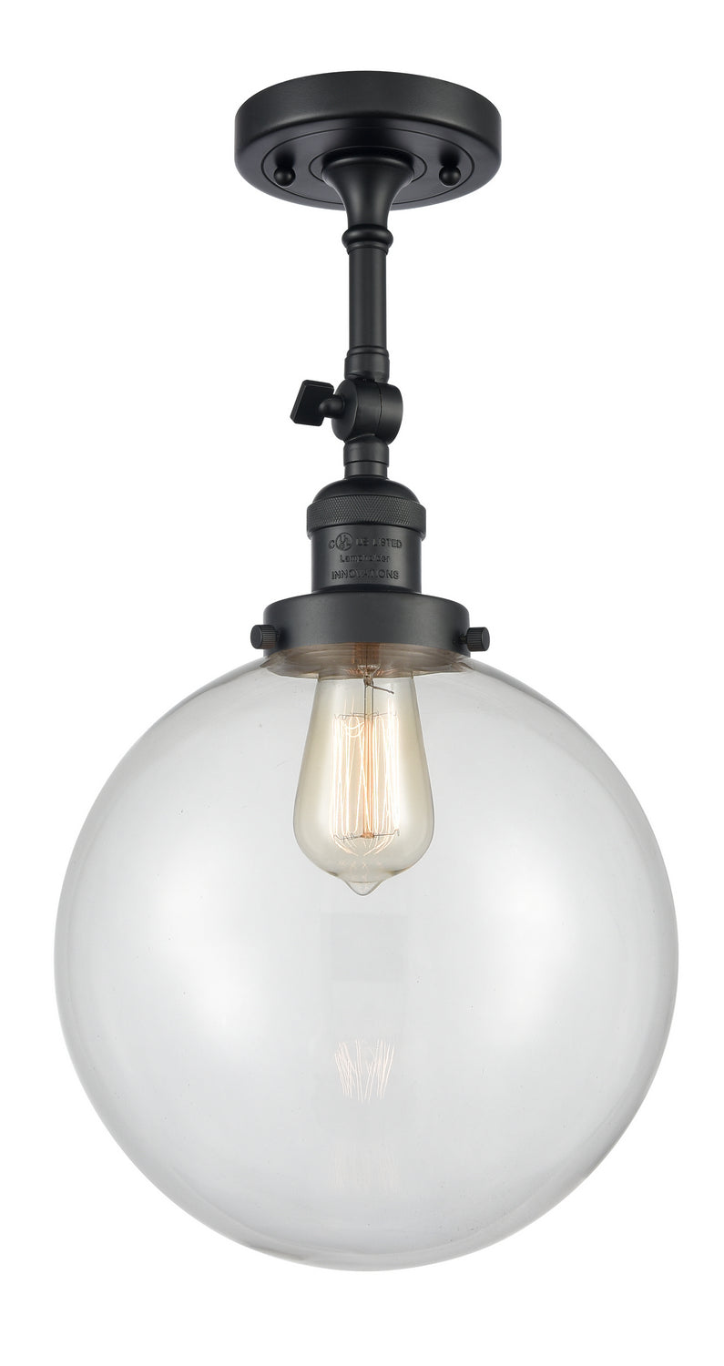 Innovations - 201F-BK-G202-10 - One Light Semi-Flush Mount - Franklin Restoration - Matte Black