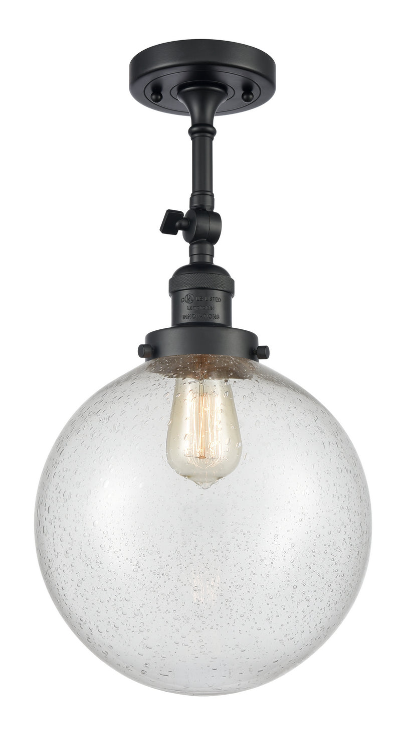 Innovations - 201F-BK-G204-10 - One Light Semi-Flush Mount - Franklin Restoration - Matte Black