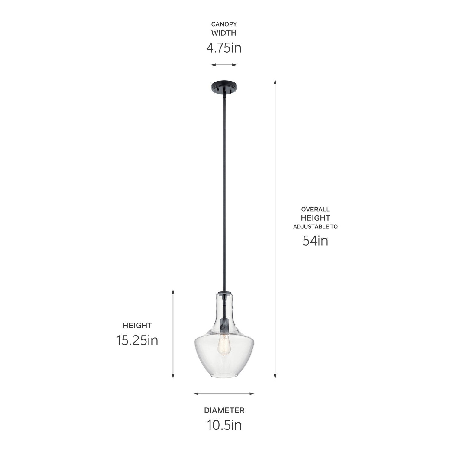 Kichler - 42141BK - One Light Pendant - Everly - Black